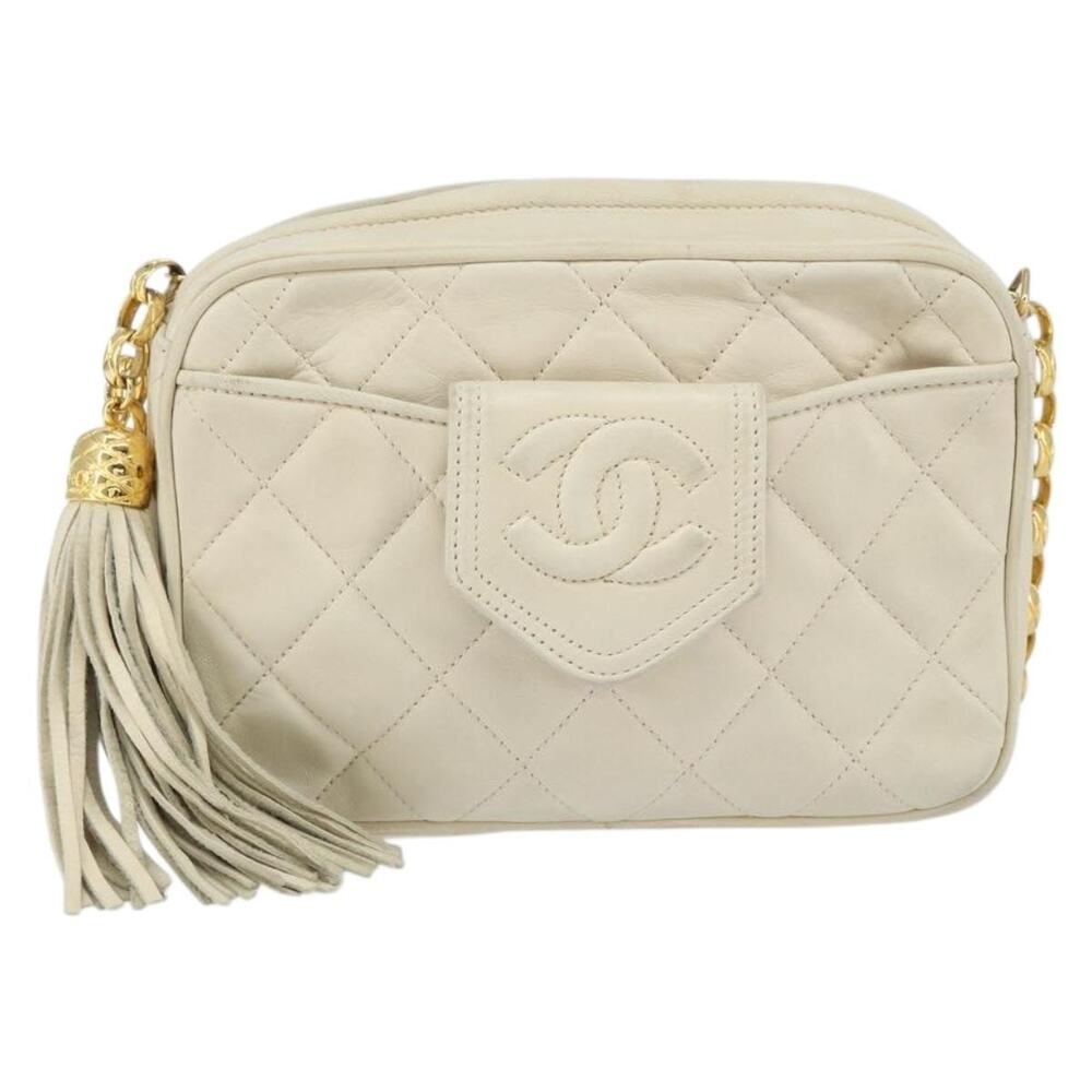 Chanel Matelasse Lambskin Chain Shoulder Bag Beige